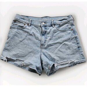 American Eagle Shorts Women 10 Blue Relaxed Distressed Cotton Stretch Beach Boho